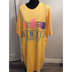 Vintage 1987 OS Hawaii Beach Club Beach Tee cover up NWOT Yellow Anvil